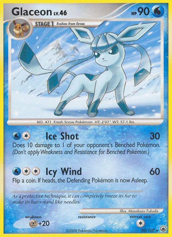 Glaceon card front, Majestic Dawn 20/100