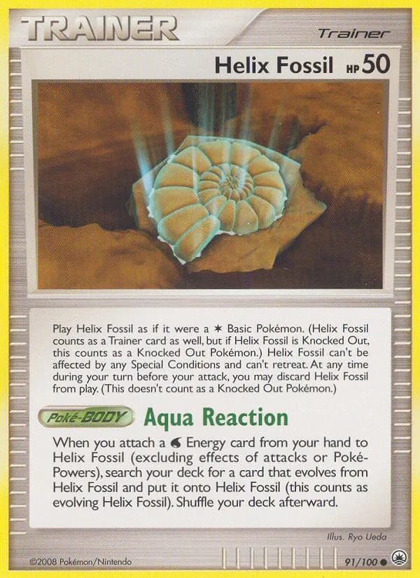 Majestic Dawn Helix Fossil card front, 91/100