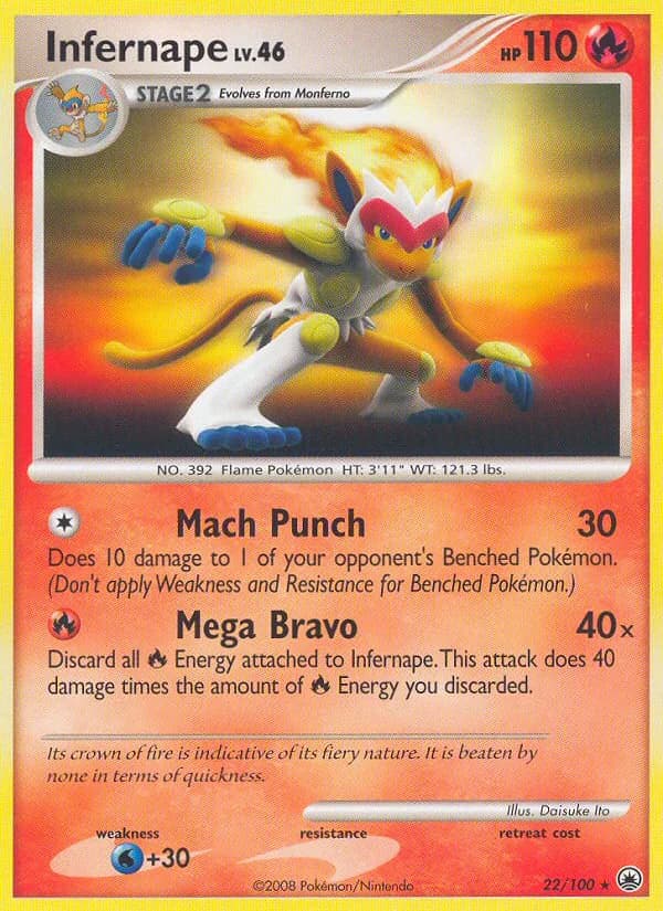 Infernape card front, Majestic Dawn 22/100