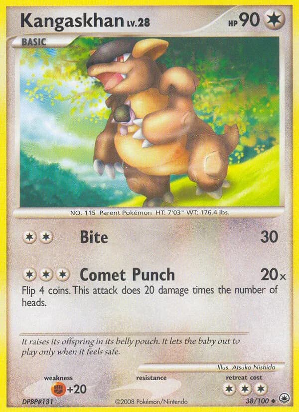 Majestic Dawn Kangaskhan card front, 38/100