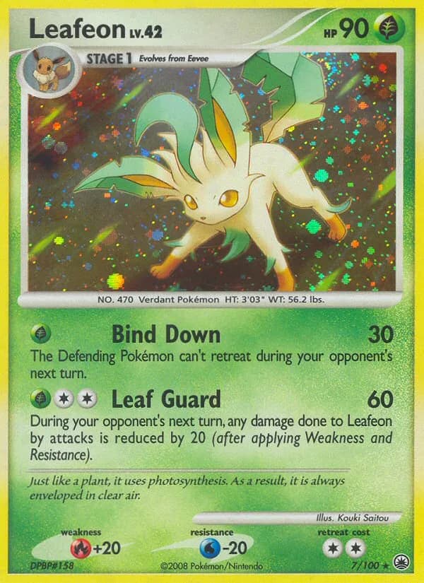 Leafeon card front, Majestic Dawn 7/100