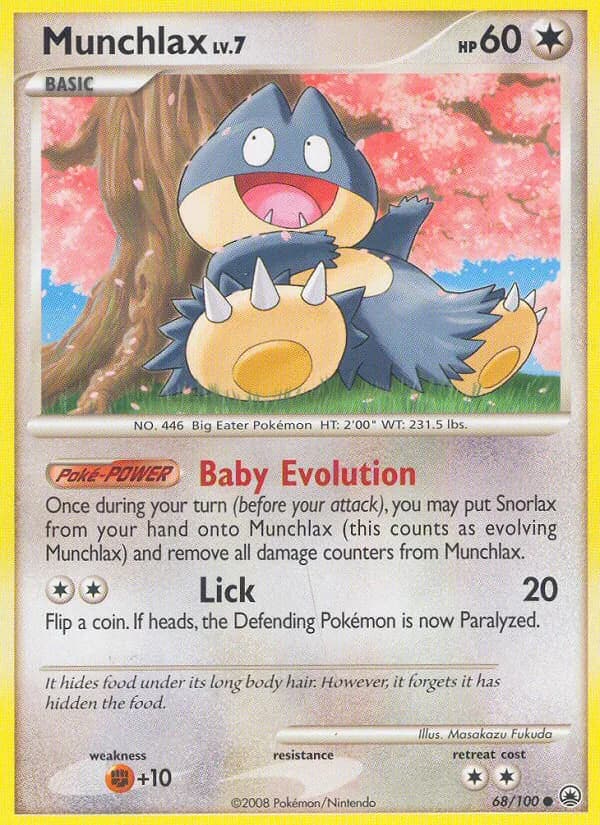 Majestic Dawn Munchlax card front, 68/100