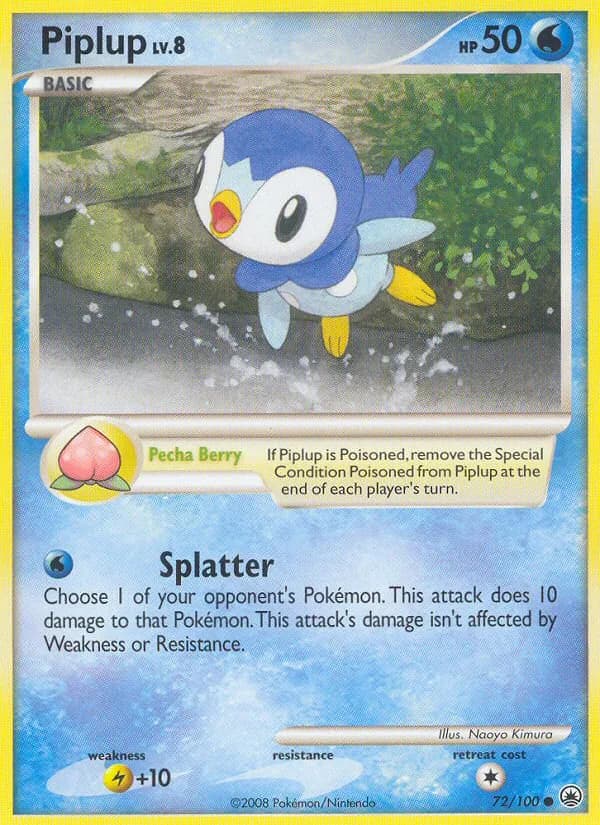 Piplup card front, Majestic Dawn 72/100