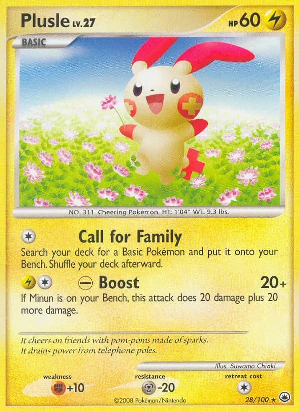 Majestic Dawn Plusle card front, 28/100