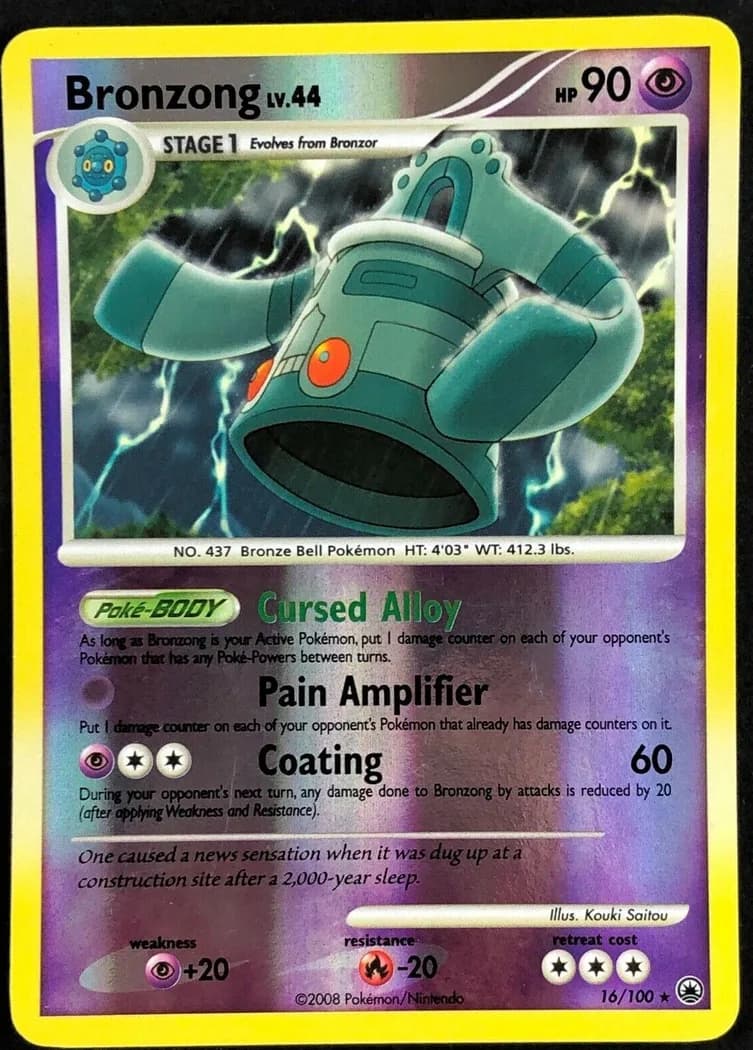 Bronzong reverse holo card front, Majestic Dawn 16/100