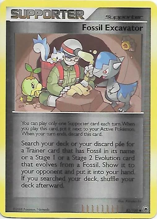 Fossil Excavator reverse holo card front, Majestic Dawn 82/100