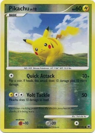 Majestic Dawn Pikachu reverse holo card front, 70/100