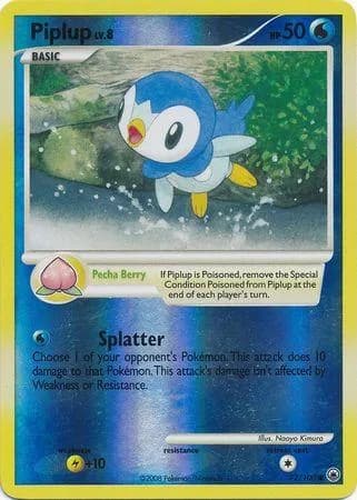 Piplup reverse holo card front, Majestic Dawn 72/100