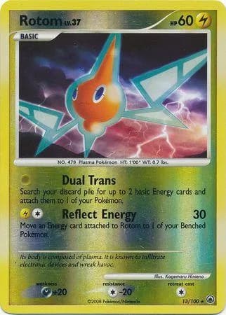 Rotom reverse holo card front, Majestic Dawn 13/100