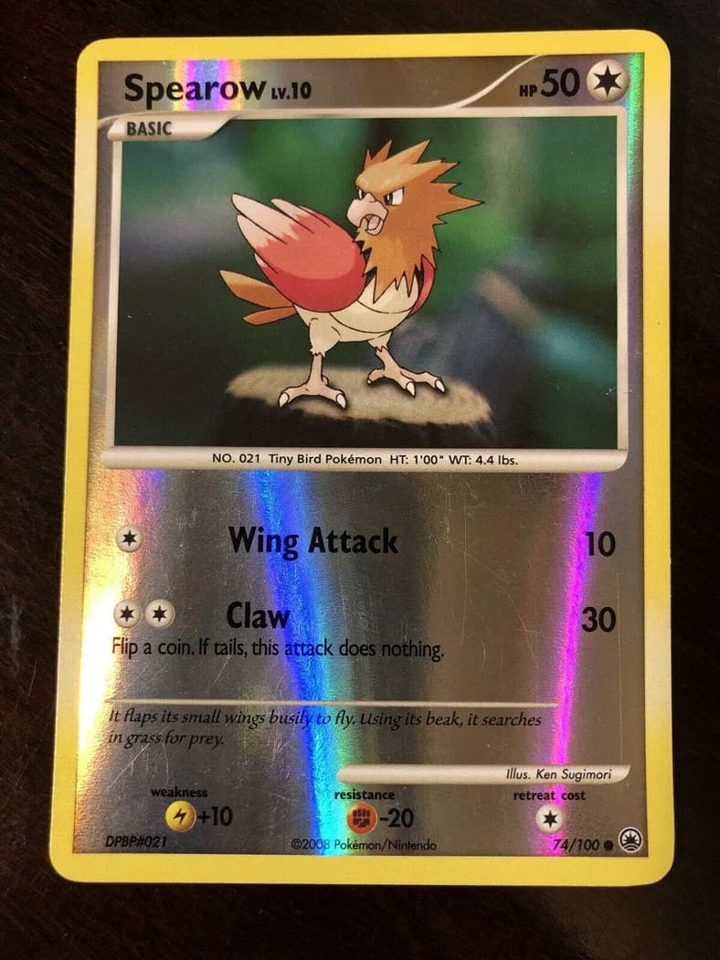 Spearow reverse holo card front, Majestic Dawn 74/100