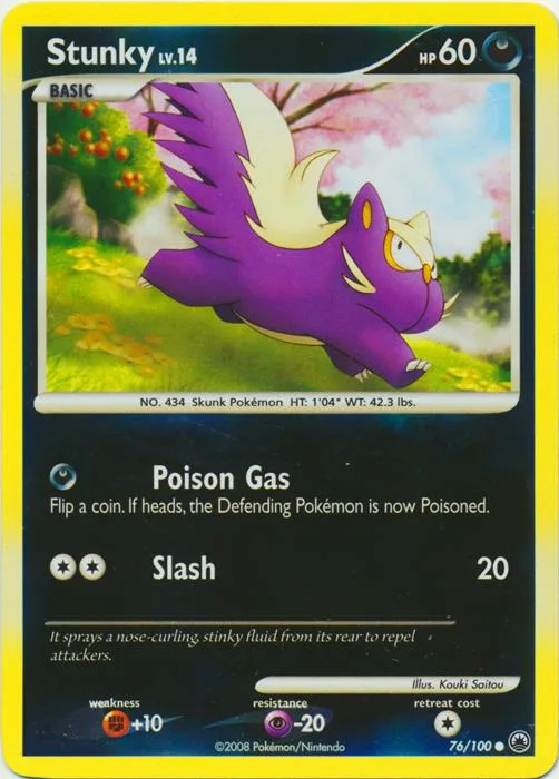 Stunky reverse holo card front, Majestic Dawn 76/100