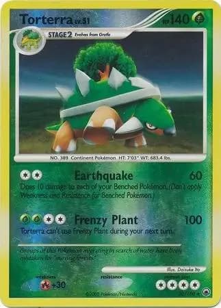 Torterra reverse holo card front, Majestic Dawn 30/100