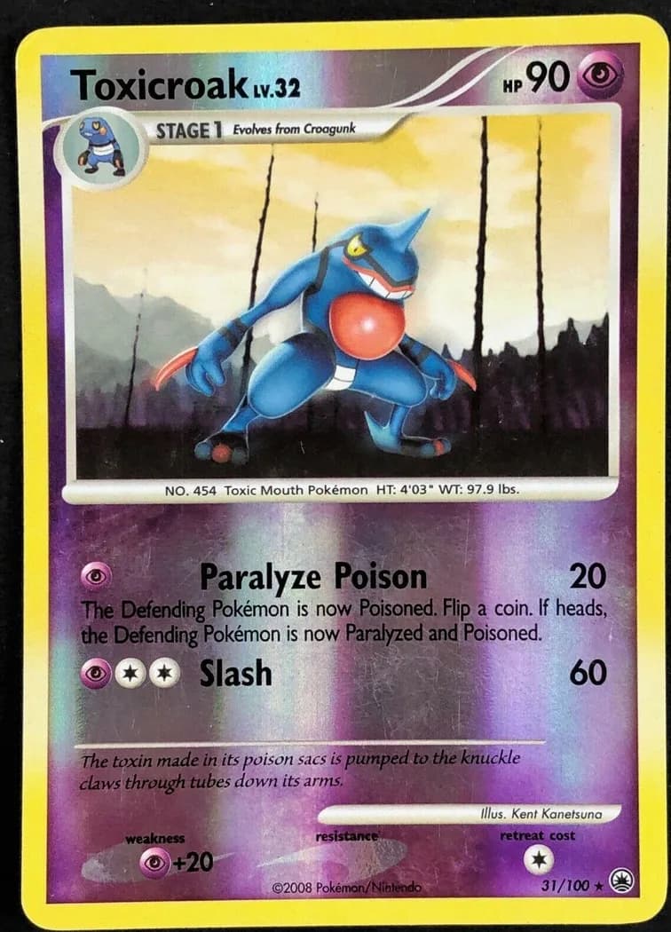 Toxicroak reverse holo card front, Majestic Dawn 31/100
