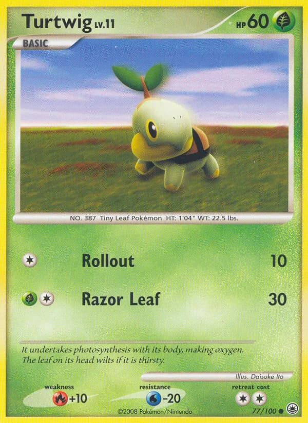 Majestic Dawn Turtwig card front, 77/100