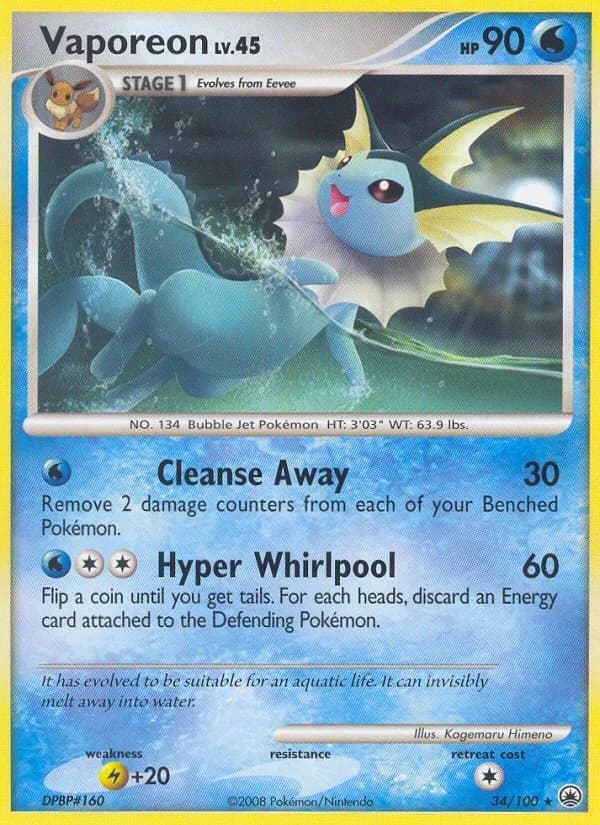 Vaporeon card front, Majestic Dawn 34/100