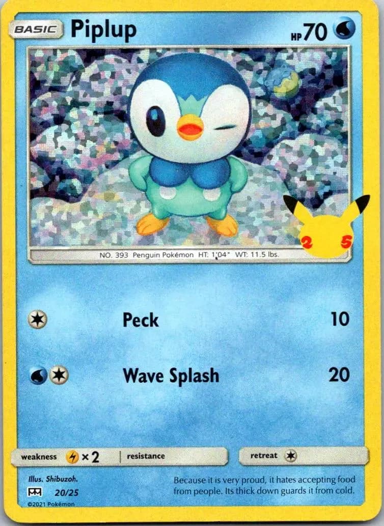 McDonald's Collection 2021 Piplup holo card front, 20/25