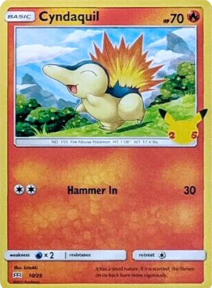 Cyndaquil card front, McDonald's Collection 2021 10/25