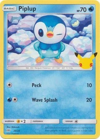 McDonald's Collection 2021 Piplup non-holo card front, 20/25