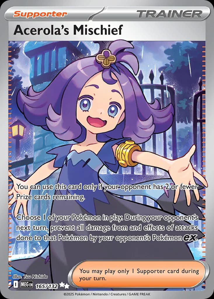 Acerola's Mischief card front, Mega Evolution 165/132