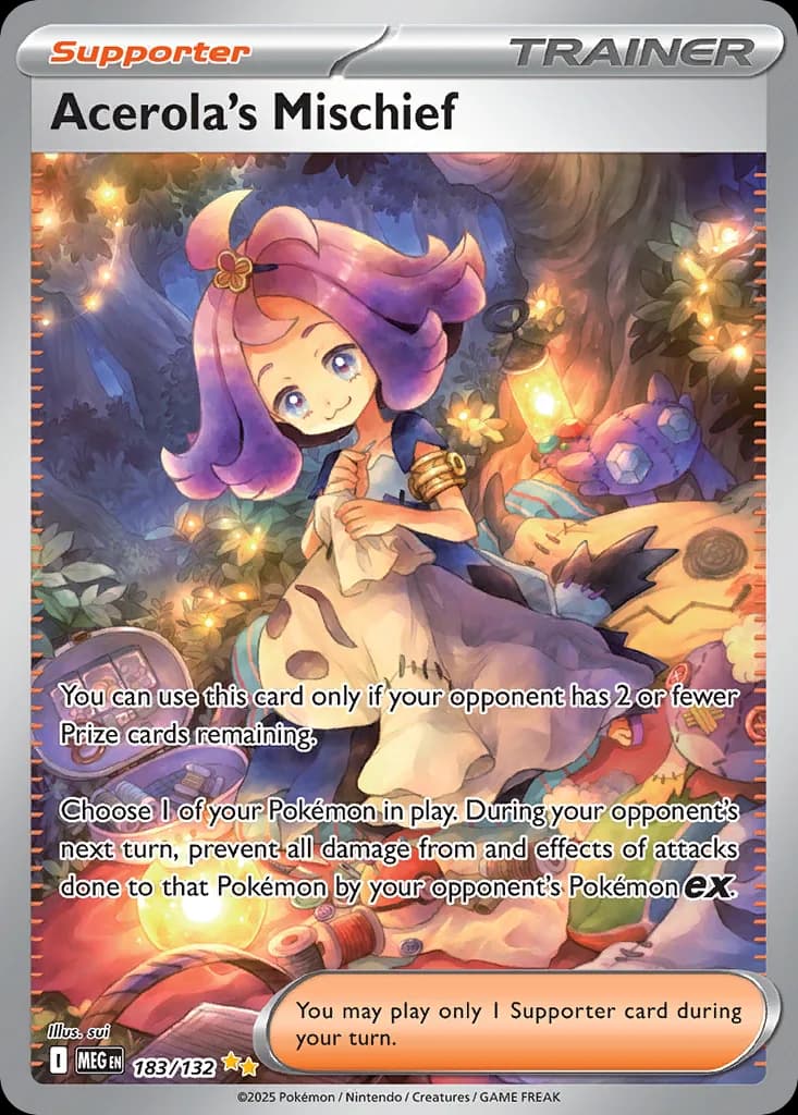 Acerola's Mischief card front, Mega Evolution 183/132