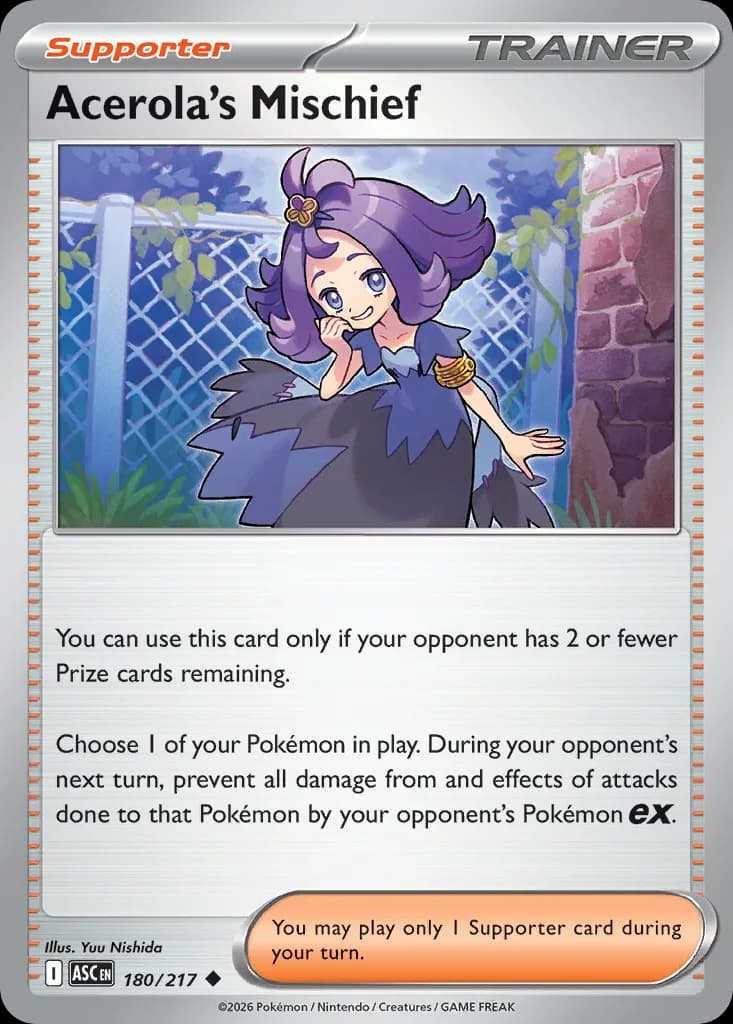 Acerola's Mischief card front, Ascended Heroes 180/217