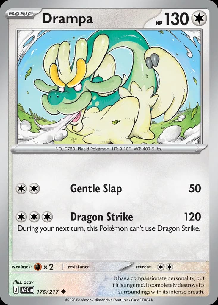 Drampa card front, Ascended Heroes 176/217