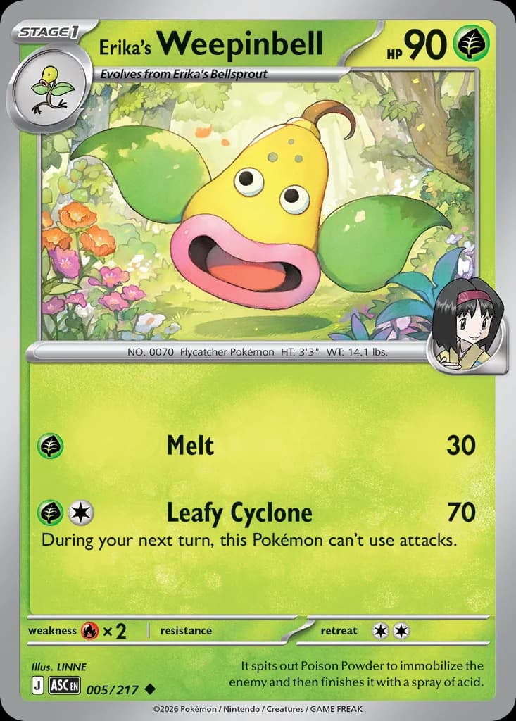 Erika's Weepinbell card front, Ascended Heroes 5/217