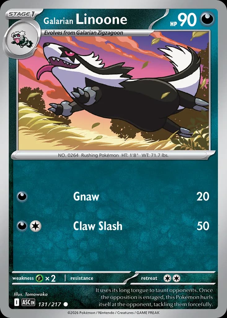 Galarian Linoone card front, Ascended Heroes 131/217
