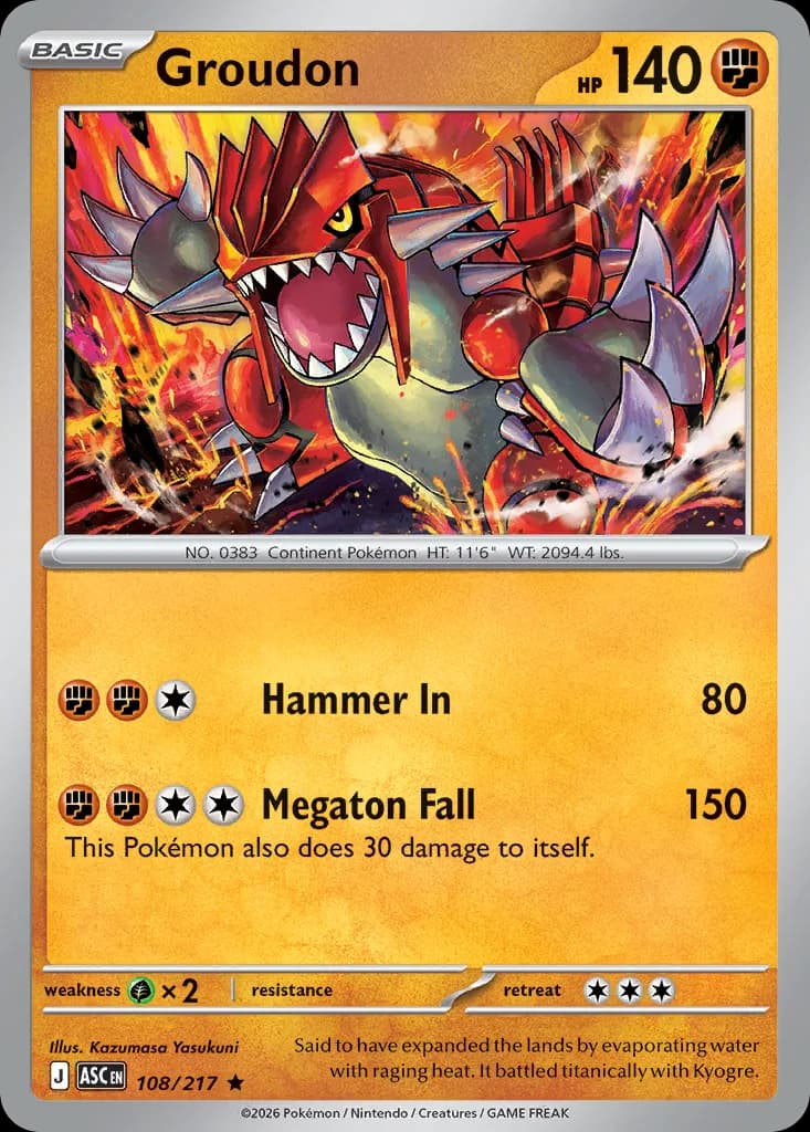 Groudon card front, Ascended Heroes 108/217