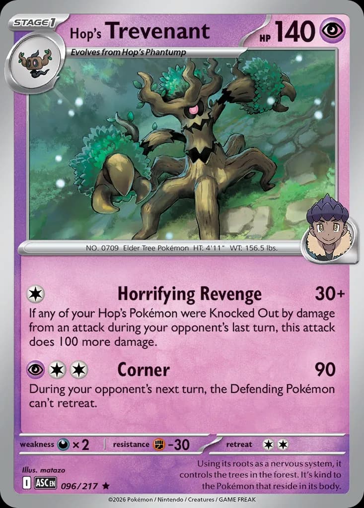 Hop's Trevenant card front, Ascended Heroes 96/217