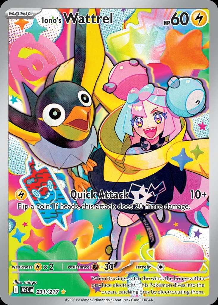 Iono's Wattrel card front, Ascended Heroes 231/217