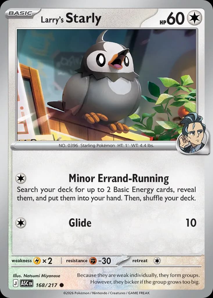 Larry's Starly card front, Ascended Heroes 168/217