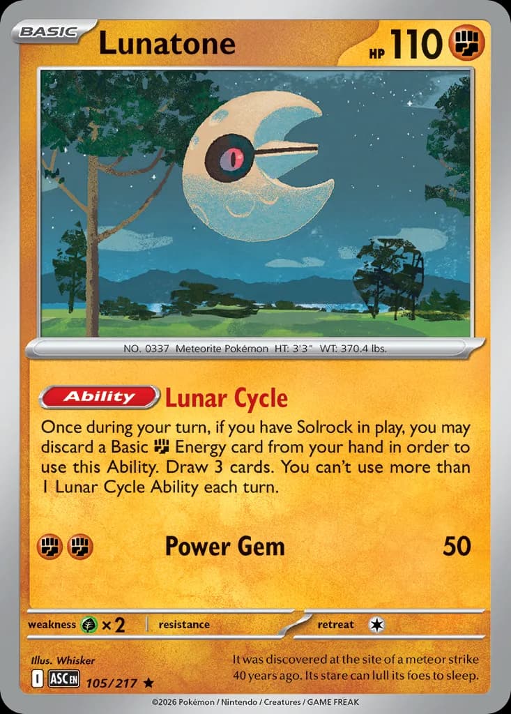 Lunatone card front, Ascended Heroes 105/217