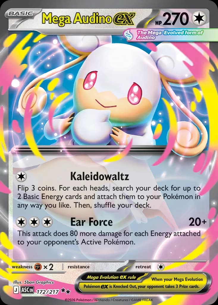 Mega Audino ex card front, Ascended Heroes 172/217