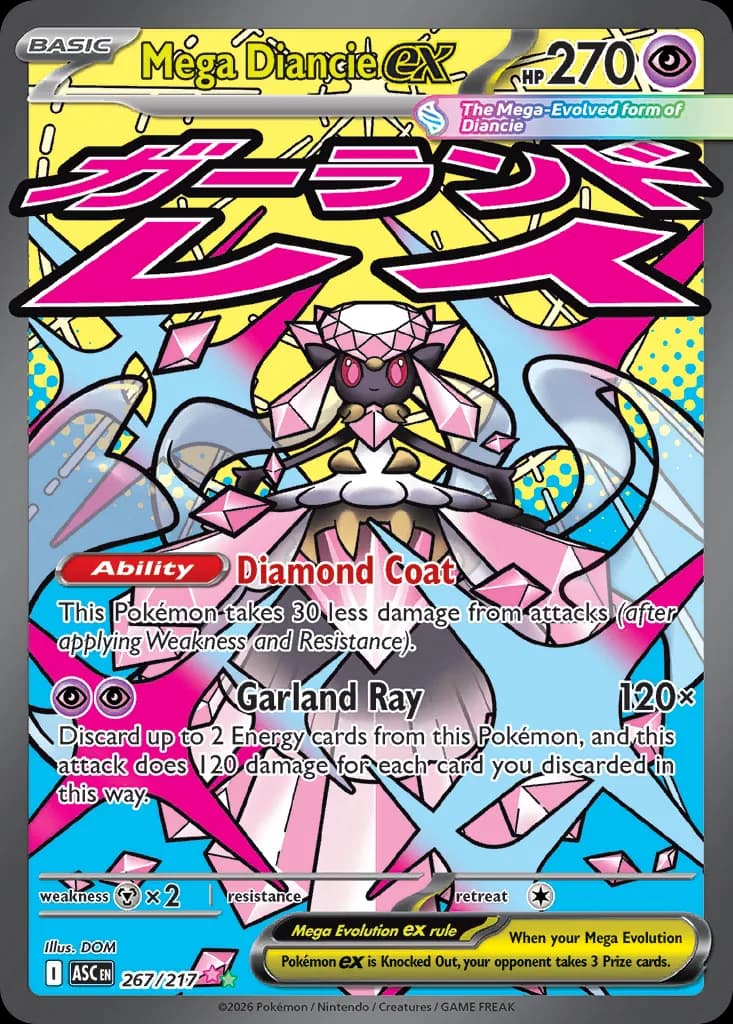 Mega Diancie ex card front, Ascended Heroes 267/217