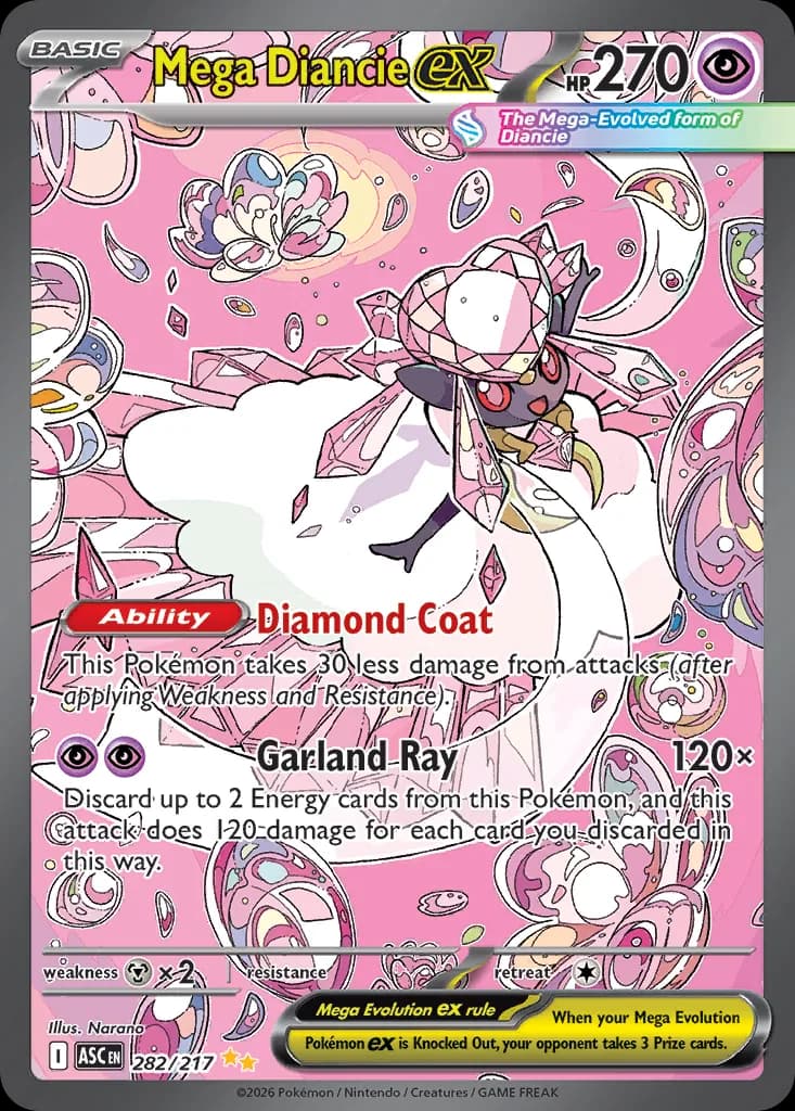 Mega Diancie ex card front, Ascended Heroes 282/217
