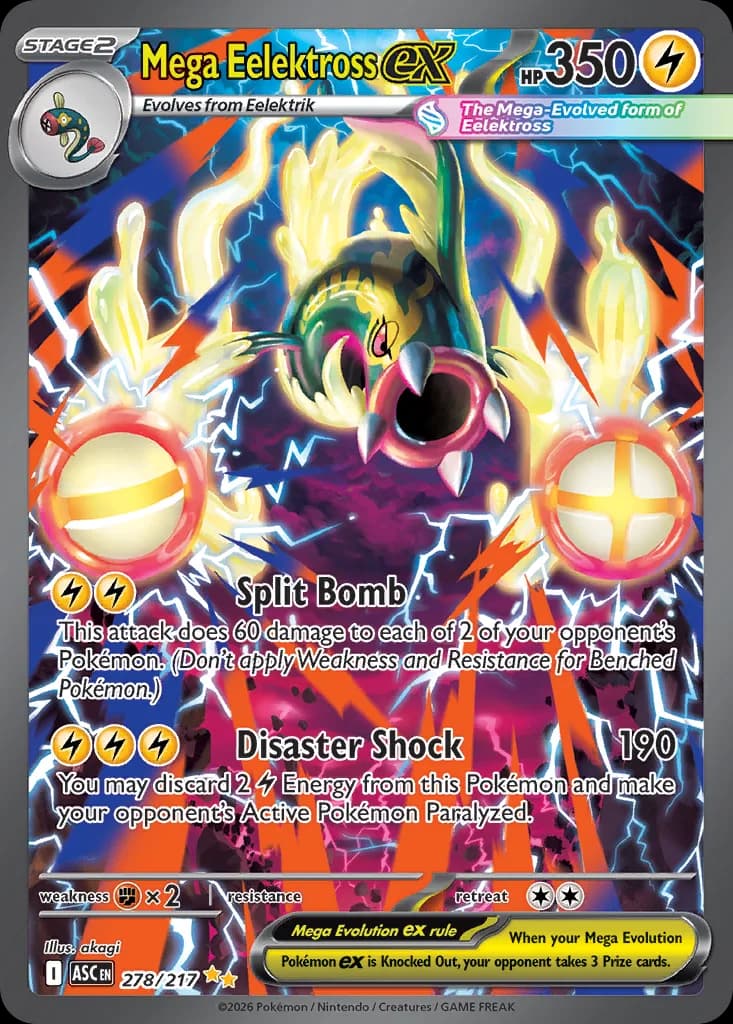 Mega Eelektross ex card front, Ascended Heroes 278/217