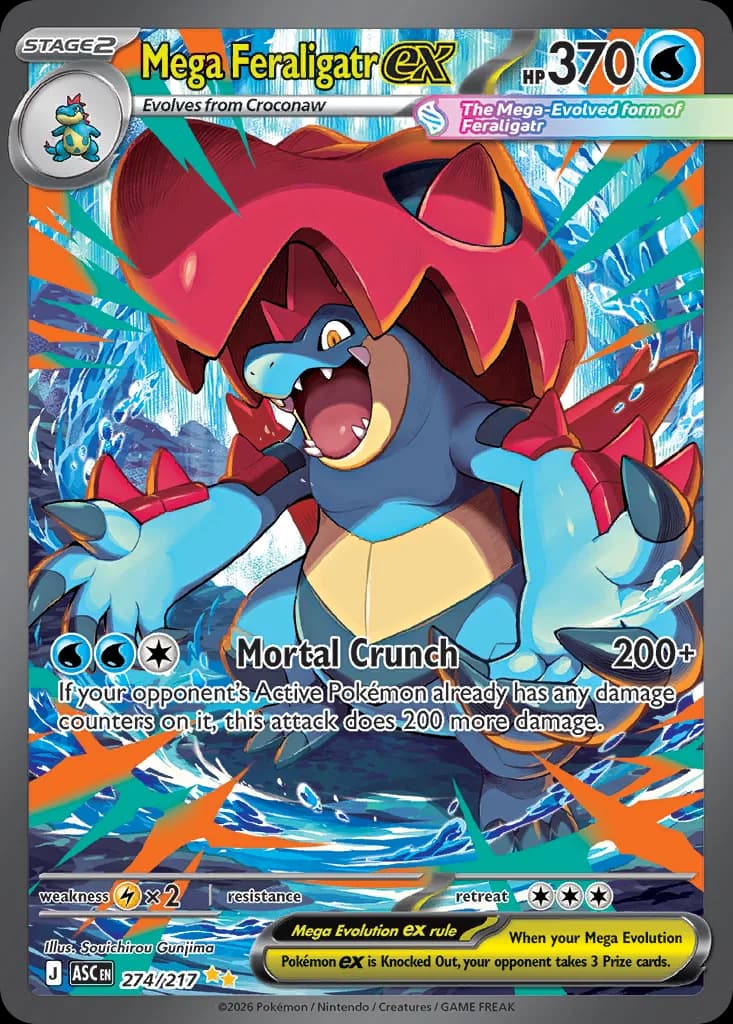 Mega Feraligatr ex card front, Ascended Heroes 274/217
