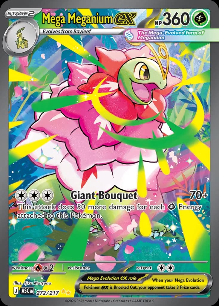 Mega Meganium ex card front, Ascended Heroes 272/217
