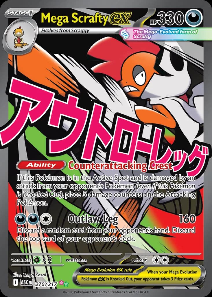 Mega Scrafty ex card front, Ascended Heroes 270/217