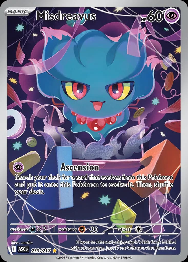 Misdreavus card front, Ascended Heroes 233/217