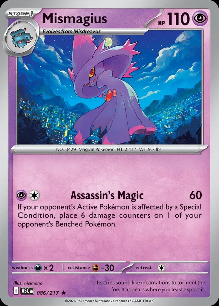 Mismagius card front, Ascended Heroes 86/217
