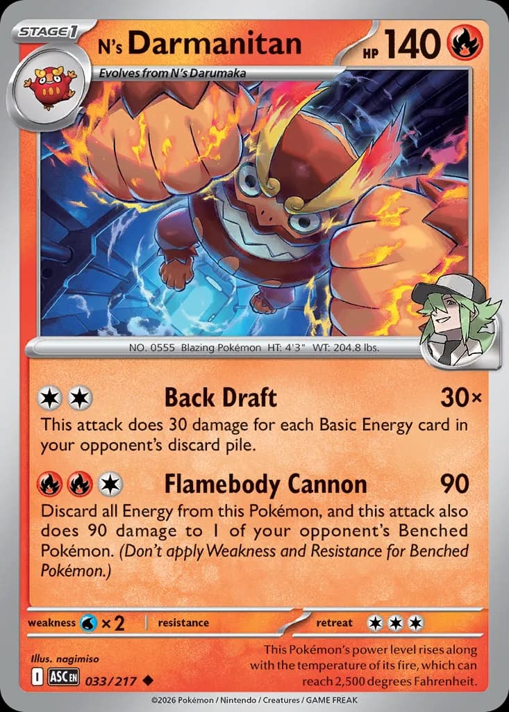 N's Darmanitan card front, Ascended Heroes 33/217