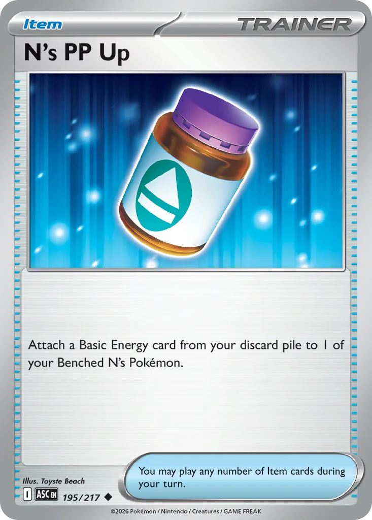 N's PP Up card front, Ascended Heroes 195/217