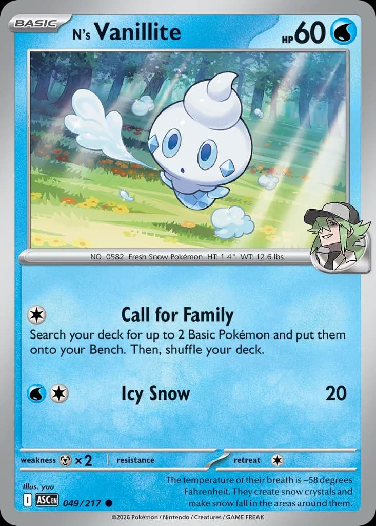 N's Vanillite card front, Ascended Heroes 49/217