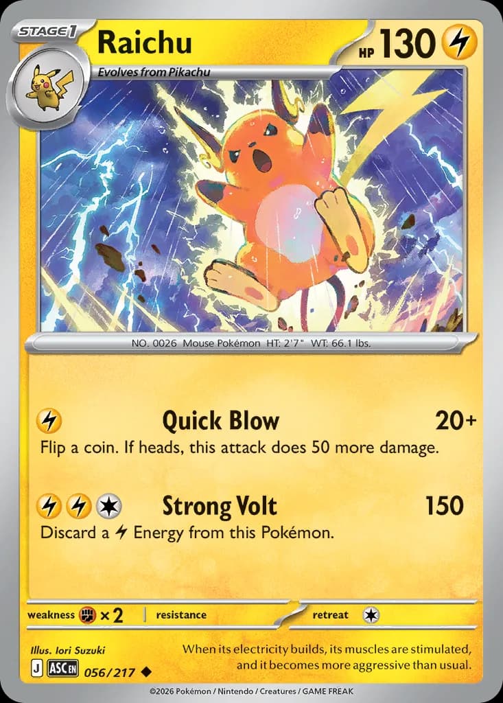 Raichu card front, Ascended Heroes 56/217