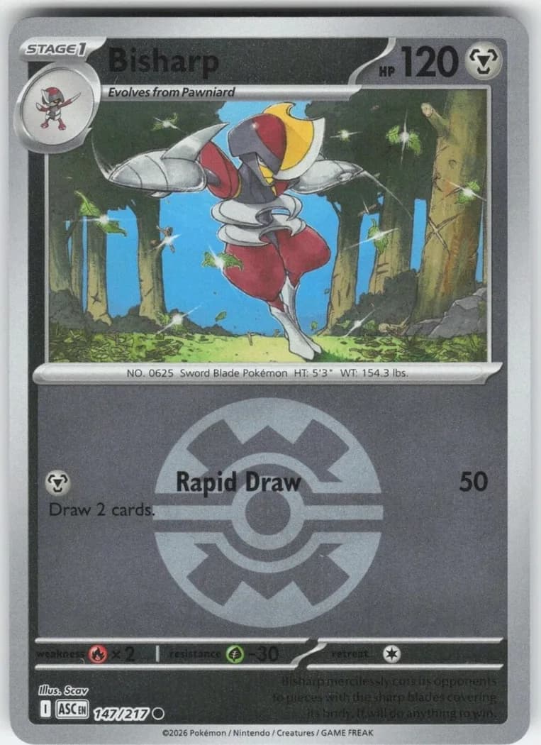 Bisharp reverse holo card front, Ascended Heroes 147/217