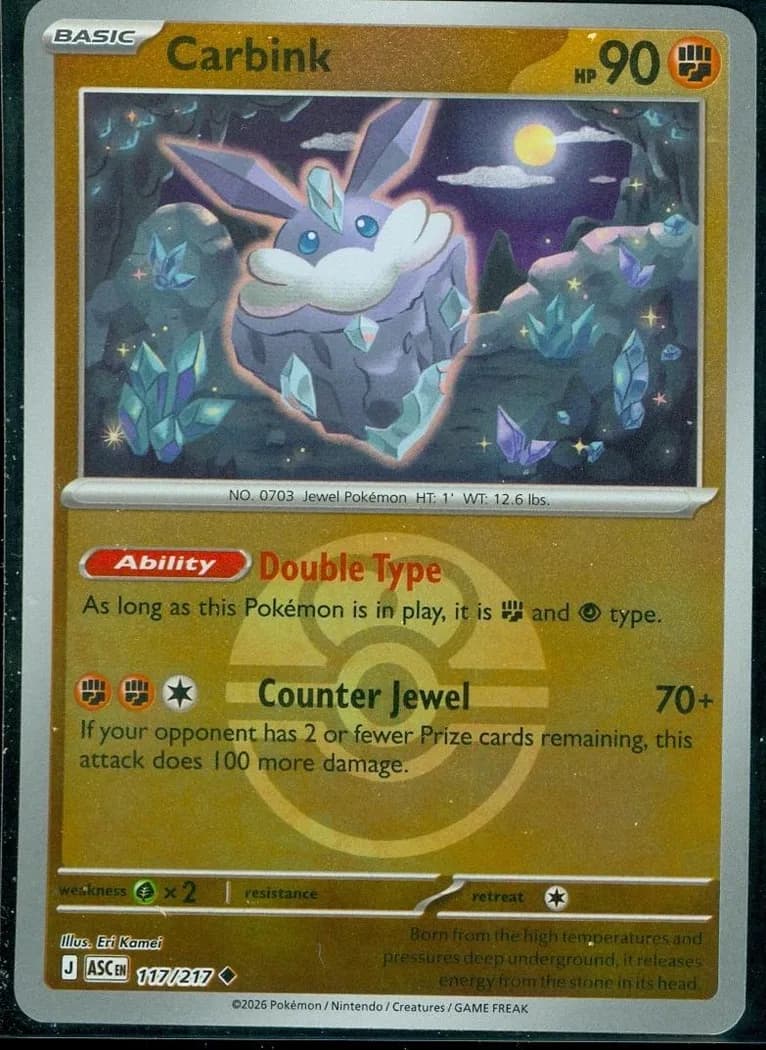 Carbink reverse holo card front, Ascended Heroes 117/217
