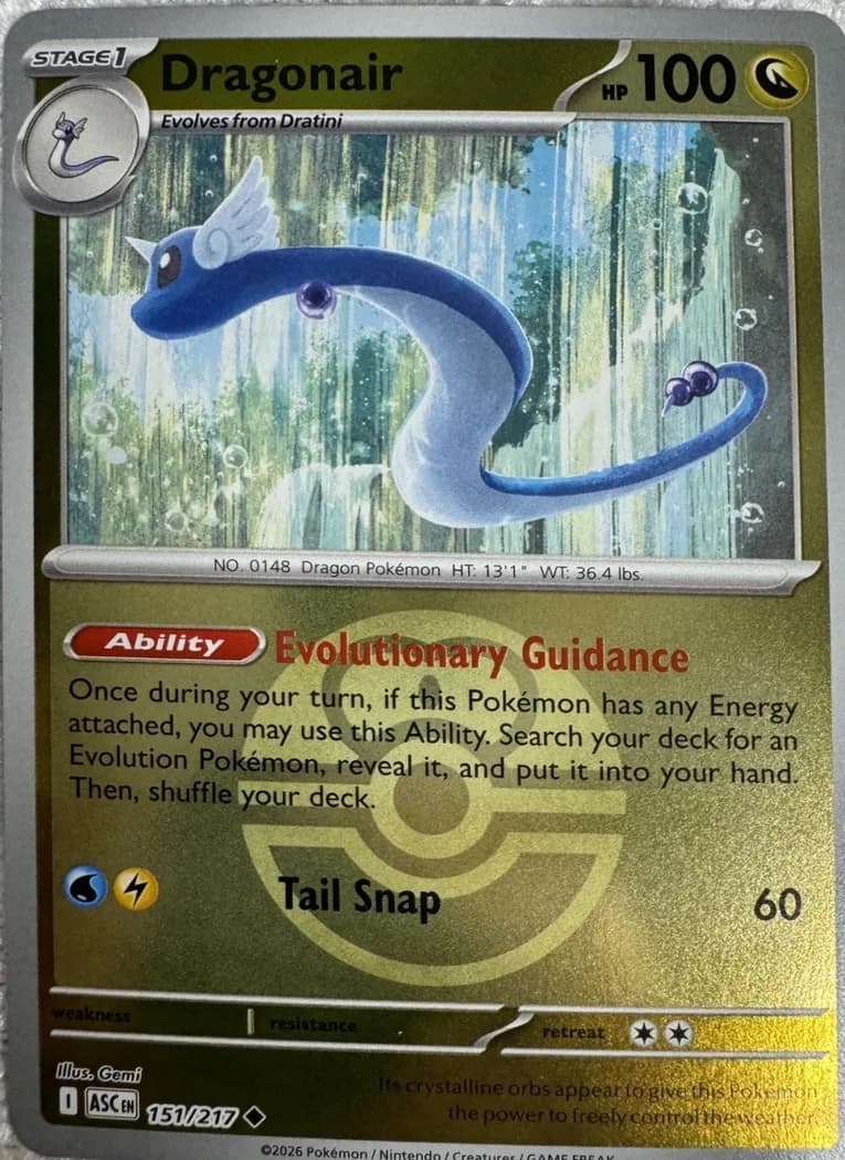 Dragonair reverse holo card front, Ascended Heroes 151/217