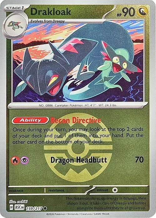 Drakloak reverse holo card front, Ascended Heroes 159/217